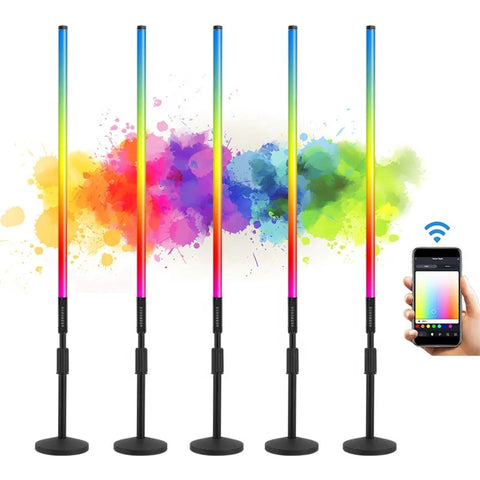 4 feet LED neon Smart-App Control tube light color studio | 360 video light sticks | Color changing LED tube lights | 5 pack